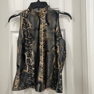 Shimmery snake print blouse tied at neck Size: large